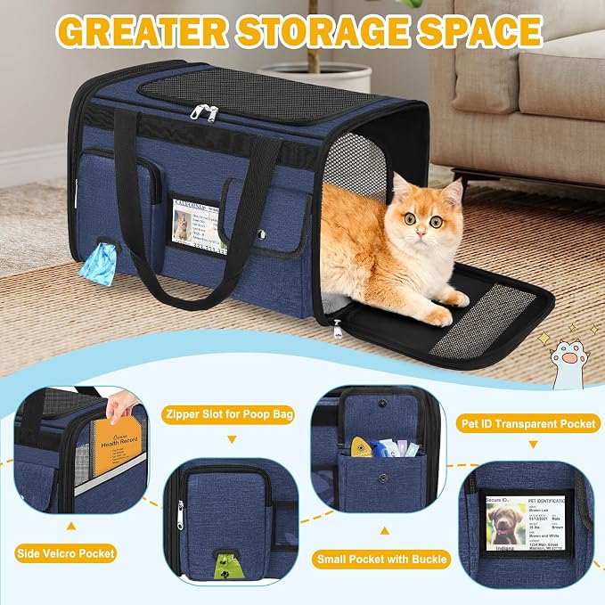 HUANLANG Cat Carrier Airline Approved, Soft-Sided Dog Carriers - Image 2