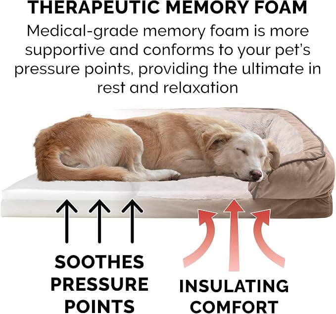 Furhaven Memory Foam Dog Bed for Medium/Small Dogs w/ Removable Bolsters & - Image 4