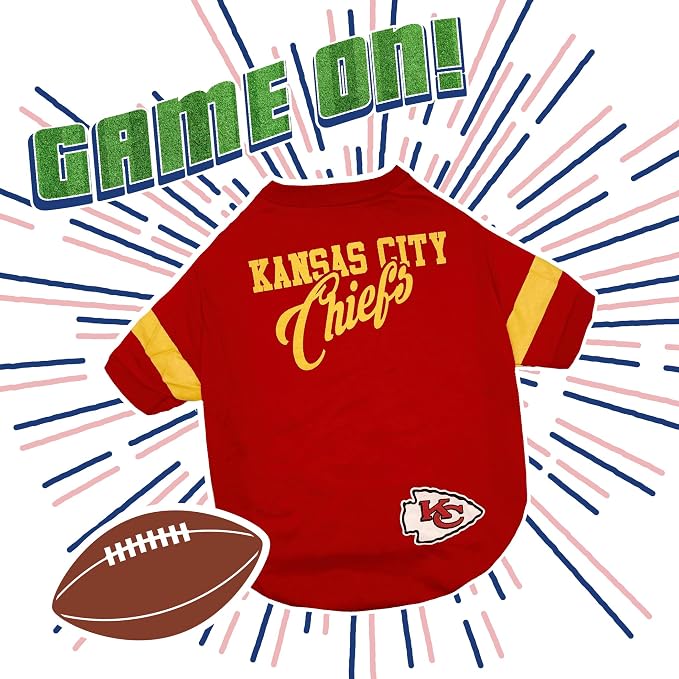 NFL Kansas City Chiefs T-Shirt for Dogs & Cats, Large. Football Dog Shirt for - Image 4