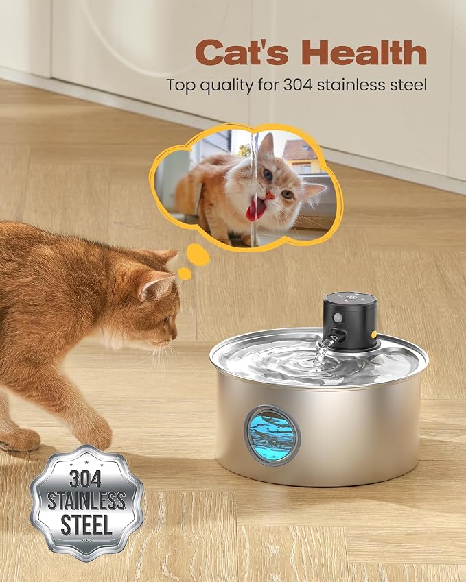 Cat Water Fountain with Motion Sensor: Rechargeable Cat Fountain Wireless - Image 3