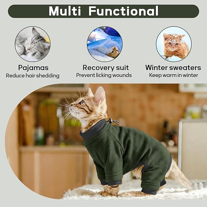 PUMYPOREITY Sticky Hair Cat Clothes, Prevent Hair Loss Cat Pajamas, Soft Cat - Image 5