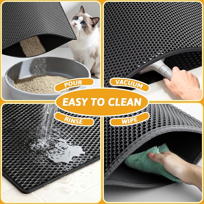 Pieviev Cat Litter Mat Double Layer Waterproof Urine Proof Trapping Mat 1 Pack) - Image 6