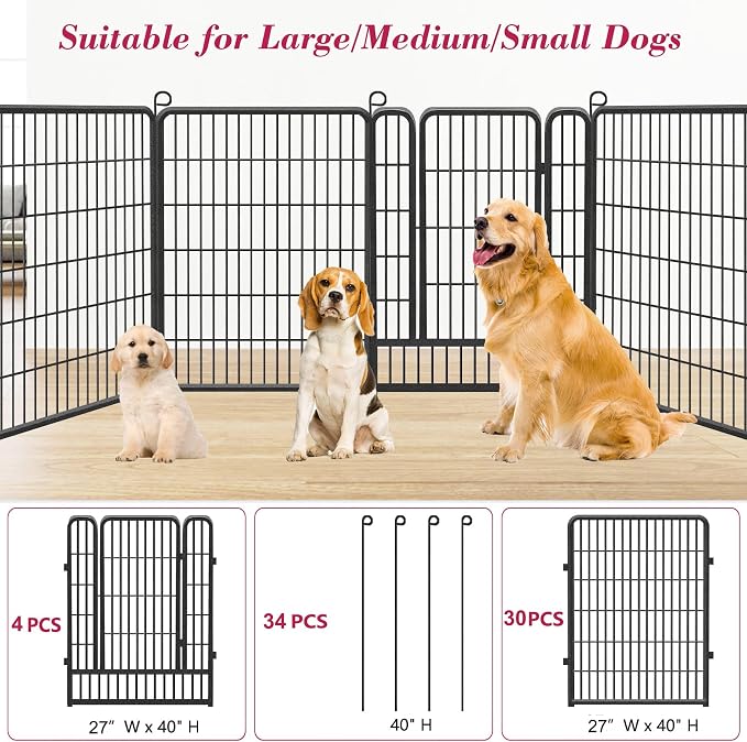 Dog Playpen 40 inch Dog Fence for Outdoor Indoor Use Heavy Duty Metal Dog Pen - Image 4
