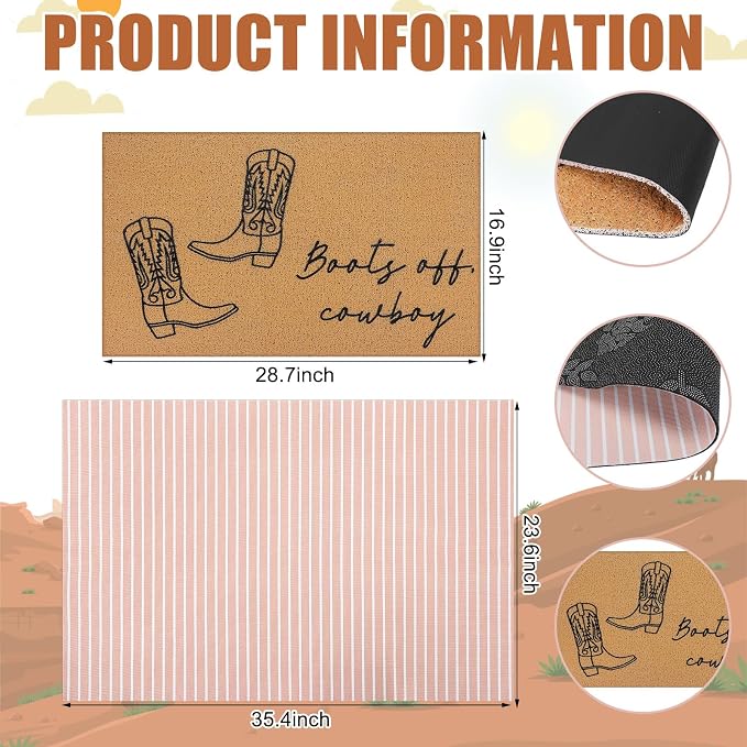 Tinideya 2 Pcs Door Mat Welcome Non Slip Coir Mats Floor Layering Doormats - Image 2