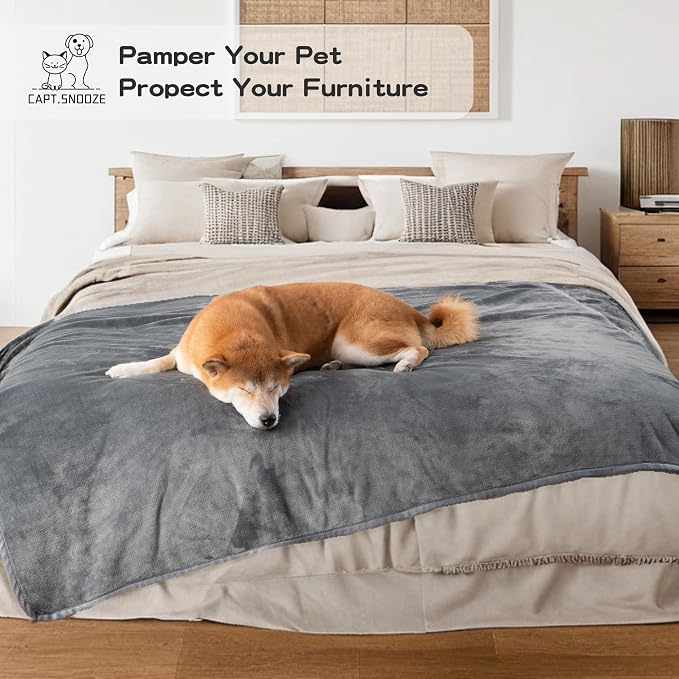 Waterproof Dog Blankets Dark Grey, Soft Fluffy Sofa Car Bed Protector, - Image 6