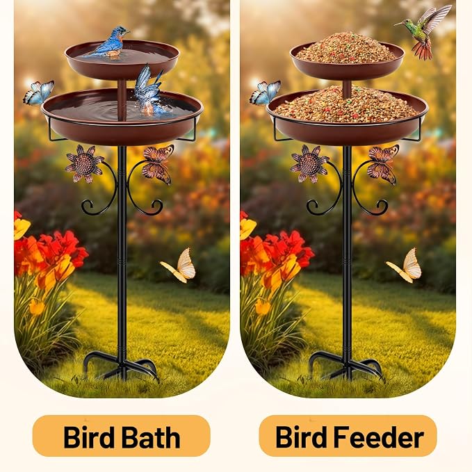 Daoeny Bird Bath for Outside, 42In Vintage Freestanding Birdbaths for Outdoors - Image 4