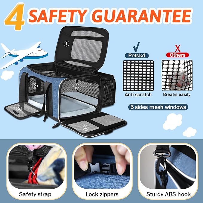 Petskd Top and Side Expandable Pet Carrier 18x13x9.5 Inches Southwest Airline - Image 5