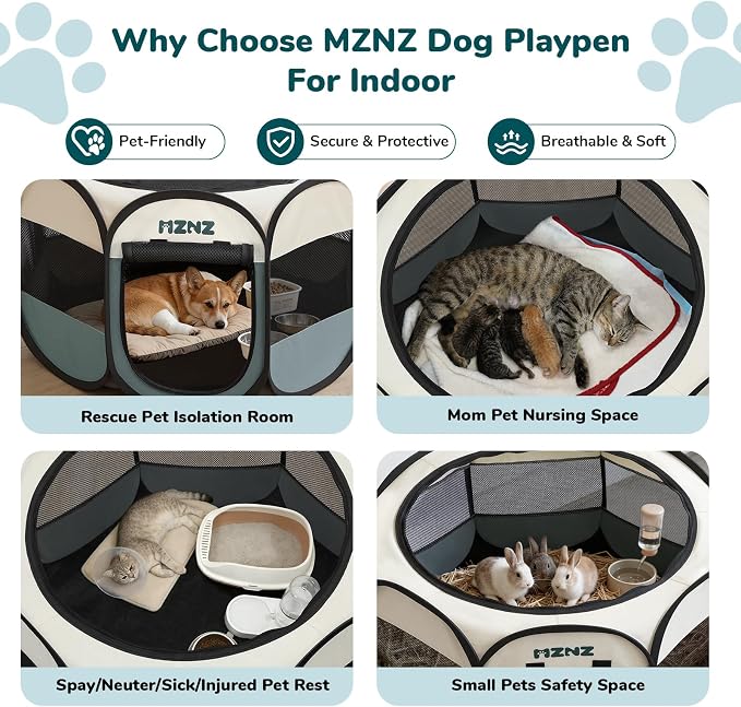 Dog Playpen, Portable Puppy Pet Crate Indoors - Image 3
