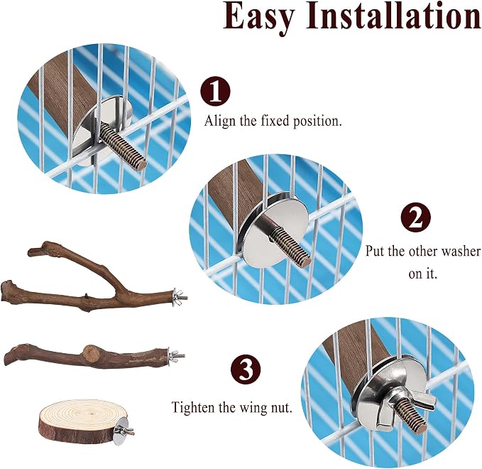 Mogoko 5PCS Bird Perch Natural Wood Grape Stick Stand, 3 Grape Stick Paw - Image 6
