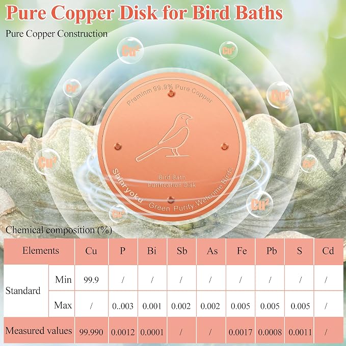 2pcs Bird Bath Copper Disk, Premium 99.99% Pure Copper, Less Cleaning Frequency - Image 3