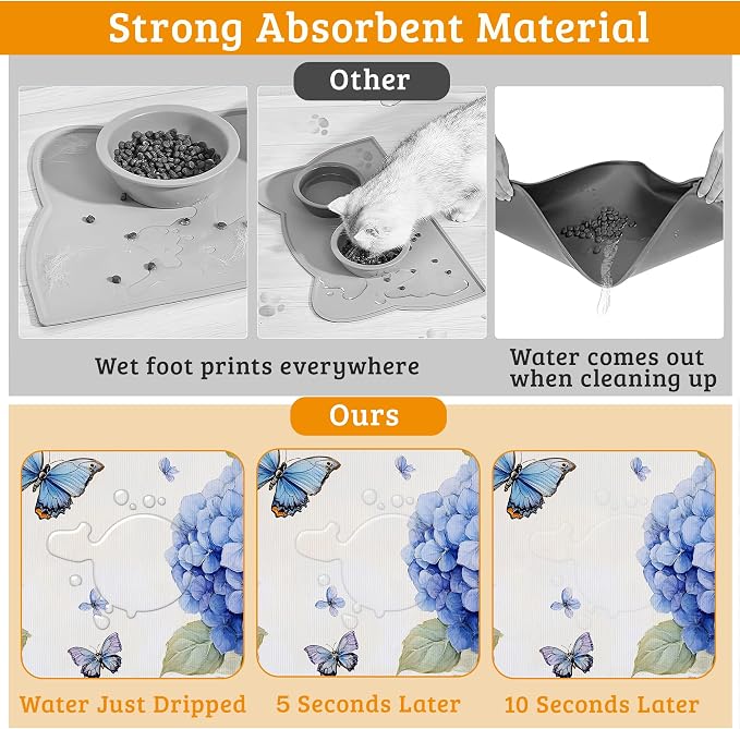 Pet Feeding Mat, Non-Slip Water Bowl Placemat, Pet Supplies 16" x 24" - Image 3