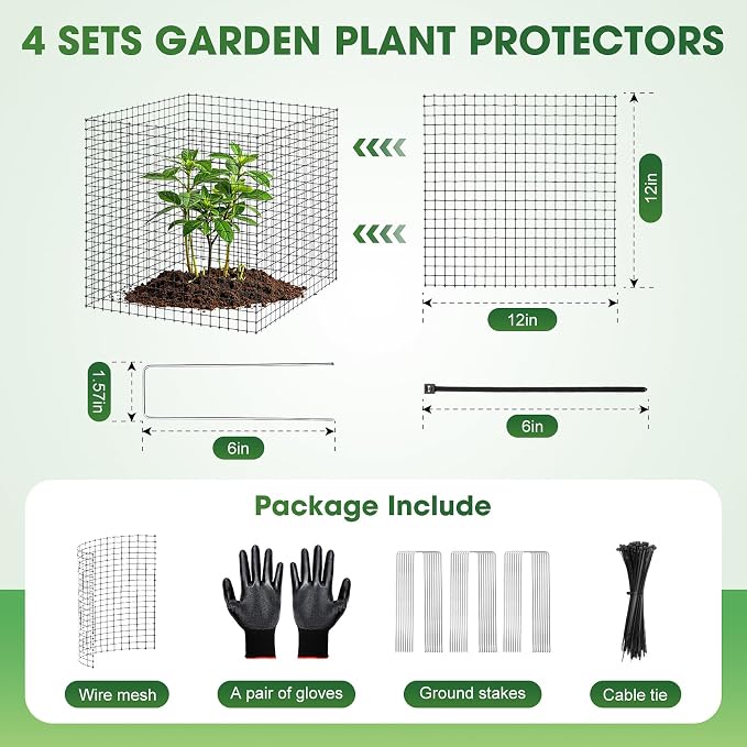 18 PCS Plant Protector from Animals, 6 Pack 12x12 Inch Metal Plant Cages - Image 2