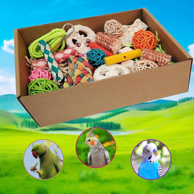 bird toys，Colorful Parrot Foraging and Tearing Toy Box - Image 4