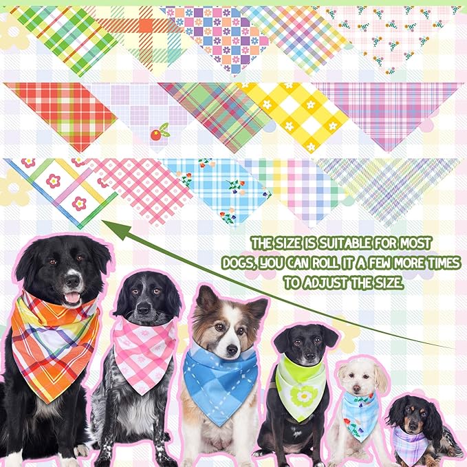 150 Pcs Spring Dog Bandanas Bulk Pet Bibs Colorful Triangle Scarf Pet Bandanas - Image 2