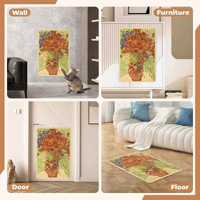 Sisal Cat Scratcher Mat, Cat Wall Scratcher - Image 6