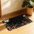 Vintage Mushroom Flower Pet Feeding Mat, Absorbent Dog Cat Bowl Pad, Fast Dry by QSOQSO