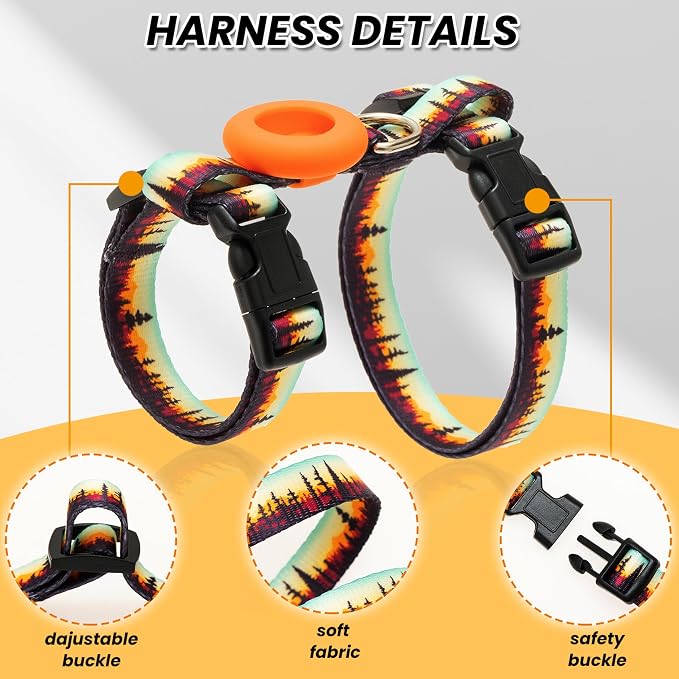 Cat Harness with Airtag Holder and Leash Set, Escape Proof Cat Harness - Image 4