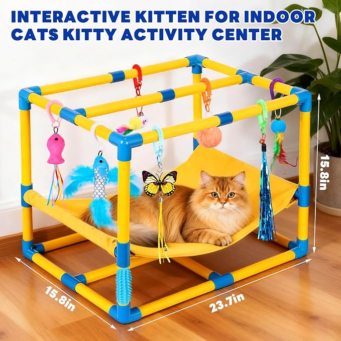 Cat Jungle Gym With Hanging Interactive Toys, Hammock Cat Activity Center - Image 4