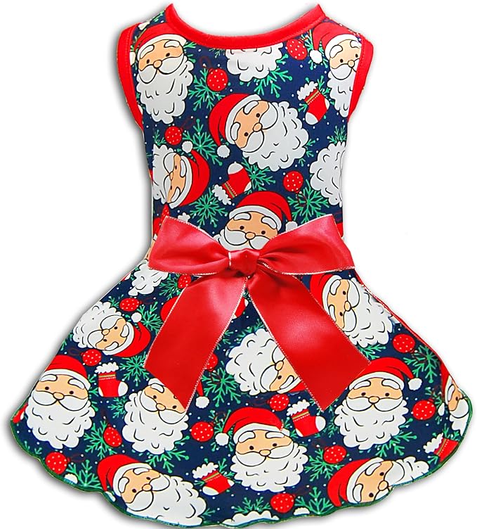 Pohshido Christmas Dog Dress, Winter Holiday Santa Claus Skirt by PohshidoPet