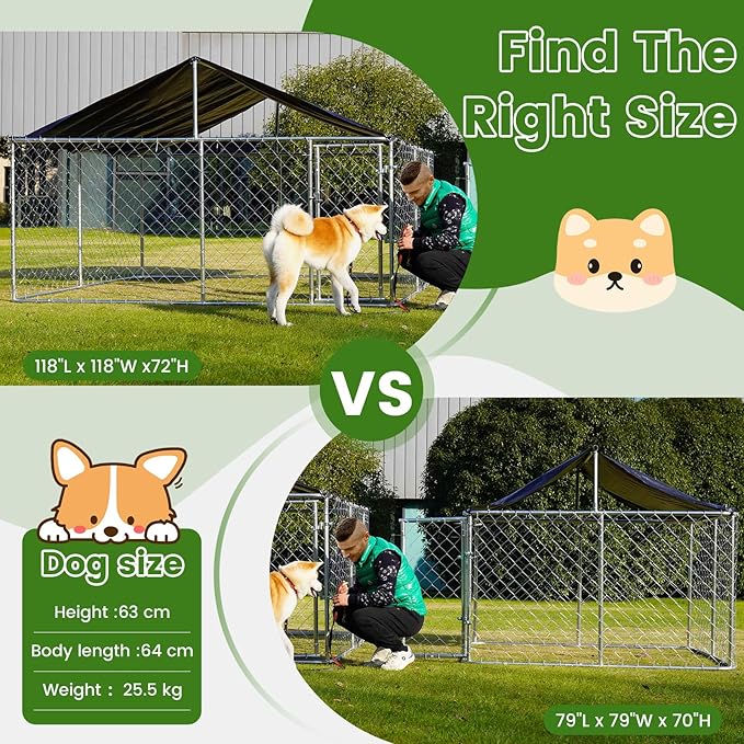 Petonly Outdoor Dog Enclosure Heavy Duty Dog Kennel House Mesh Dog Big Cage Pet - Image 5