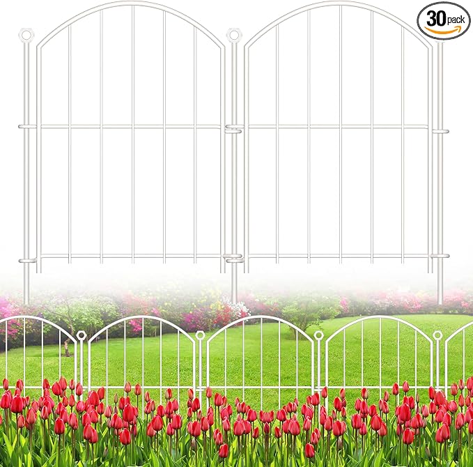 Decorative Garden Fence 17in x30ft, 30 Pack Rustproof Metal No Dig Fence Animal by Thrivinest