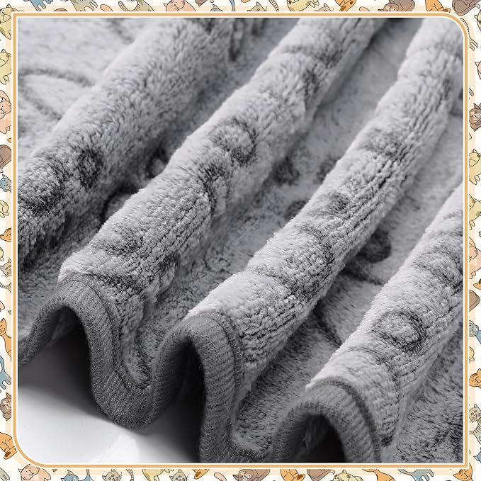 Tegeme 12 Pcs Pet Blankets Soft Fluffy Fleece Dog Cat Warm Paw Print Pattern - Image 4