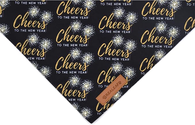 Realeaf New Year Dog Bandanas 2 Pack, Cheers to The New Year Dog Scarf - Image 4