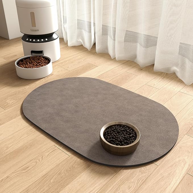 Absorbent Dog Water Mat for Food and Bowl by MontVoo