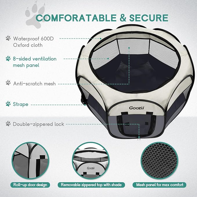 Pet Cat Playpen for Indoor Cats Enclosed, Puppy Dog Play Pen for Outdoor Travel - Image 4