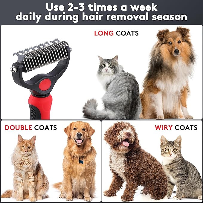 Tpotato Deshedding Dog Brush for Long Haired Dogs Cats, Undercoat Shedding Rake - Image 5