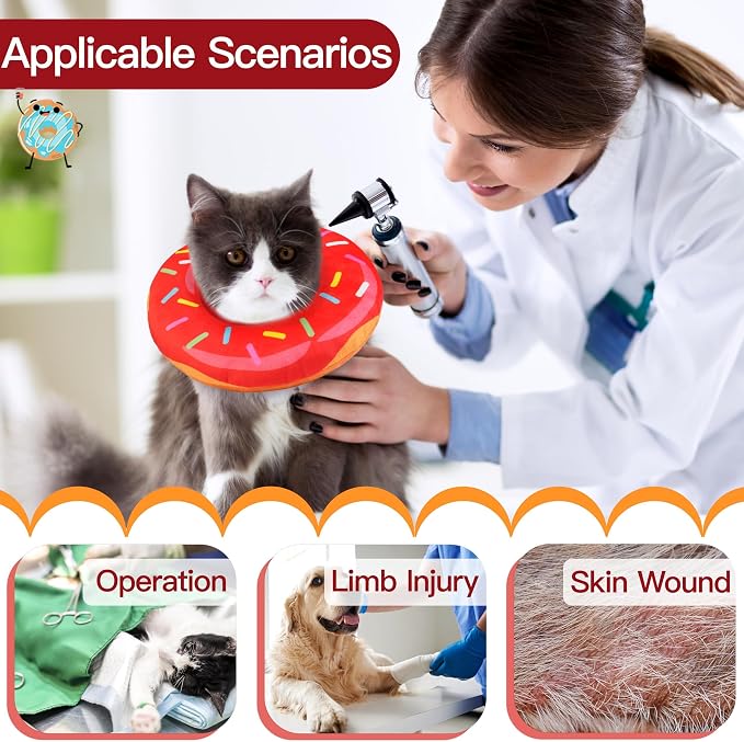 Cat Cone Collar Soft, Cute Cat Donut Collar After Surgery, Adjustable Kitten - Image 3