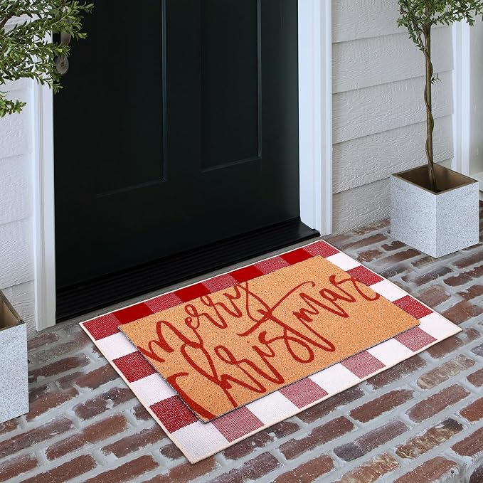 Tinideya 2 Pcs Door Mat Welcome Non Slip Coir Mats Floor Layering Doormats - Image 5