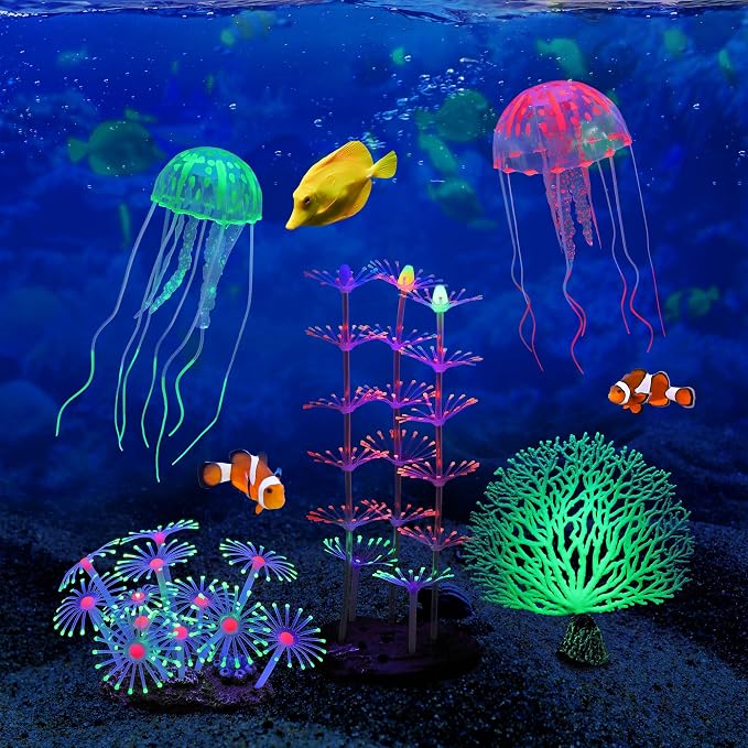 Lpraer 5 Packs Glow Aquarium Decorations Branch Coral Tree Glowing Jellyfish - Image 4