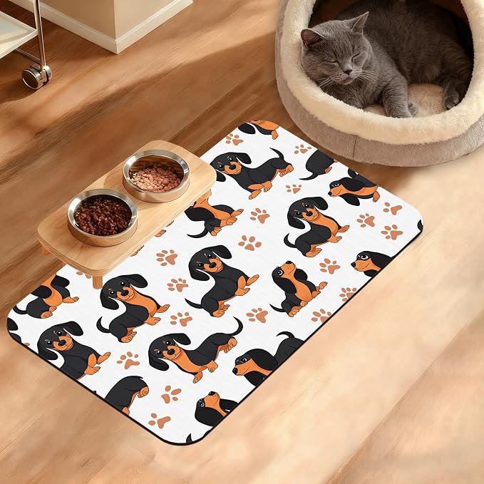 Dog Bowl Mat, Dog Dachshund Pet Feeding Mat by Unknown