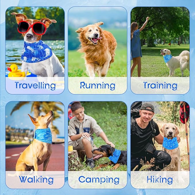 Talltalk 5 Pieces Dog Cooling Bandanas Neck Wraps Ice Scarf Pet Dog Cooling - Image 6