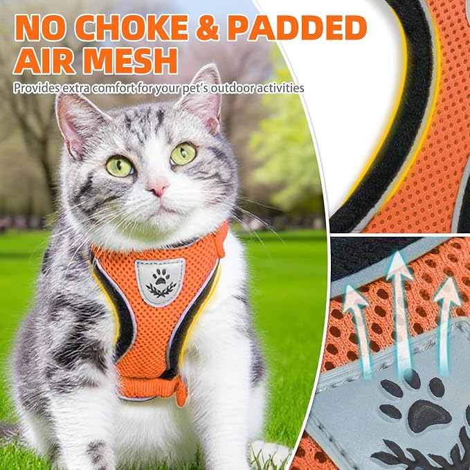 PUPTECK Cat Harness and Leash Set Escape Proof Reflective Cat Walking Harness - Image 3
