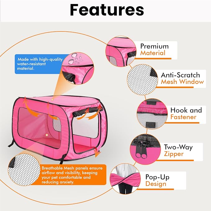 Beatrice Home Fashions Portable, Collapsible, Pop Up Kennel Travel Cat and Dog - Image 4