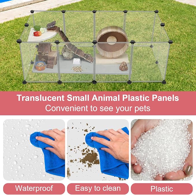 12 Panels Transparent Small Animals Playpen, Plastic Enclosure, Puppy Play Pen - Image 6