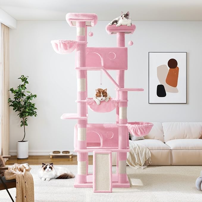 Allewie 81 Inches Tall Cat Tree/Multi-Level Large Climbing Tree House and Towers - Image 2