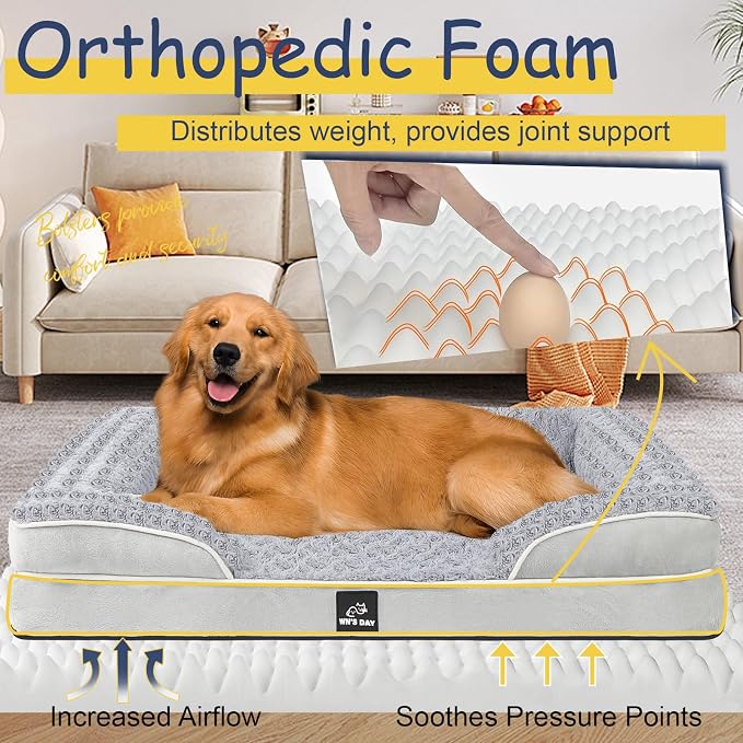 Orthopedic Dog Bed for Large Medium Sized, Washable Memory Foam Large Dog Bed - Image 3