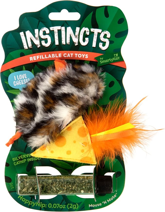 Instincts by SmartyKat 2-Pack Mouse 'N Mate Plush Refillable Cat Toys - Image 2
