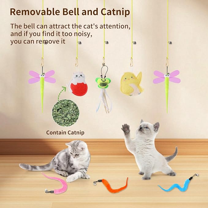 Interactive Cat Toys, 1 Interactive Wand, 8 Assorted Teaser Refills and 3 - Image 3