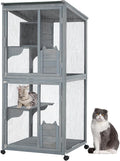 69-Inch Catio, Wooden Cat Enclosure, 4-Tier Cat House w/Waterproof Roof by Unknown