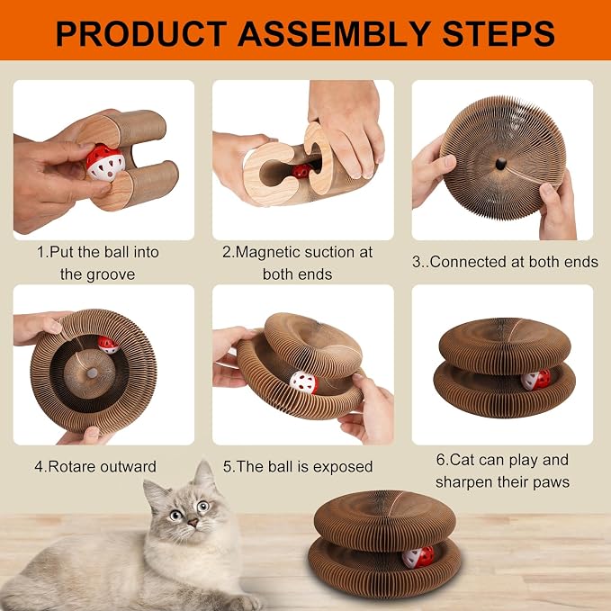 2 Pcs Kitty Kurls Cat Toy Magic Organ Cat Scratching Board, Foldable & - Image 3