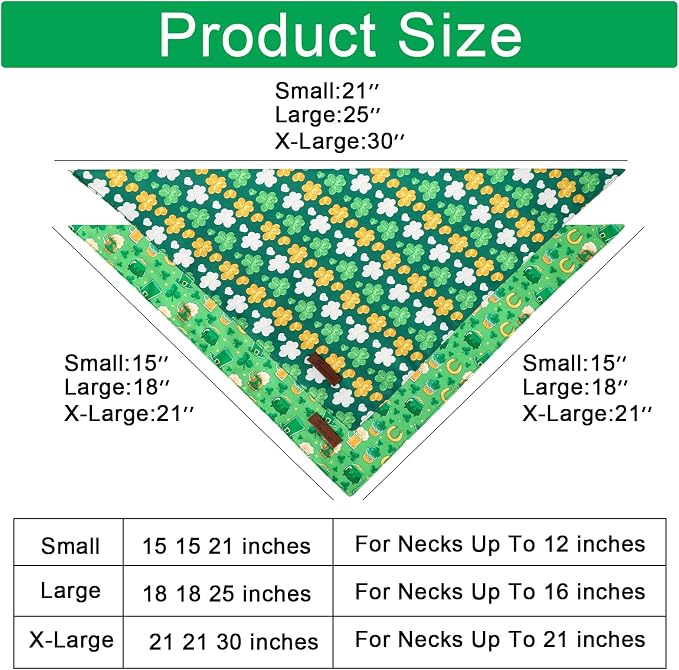 ARING PET St Patrick's Dog Bandana 2 Pack-Cute Green Clovers Dog Bandanas - Image 3