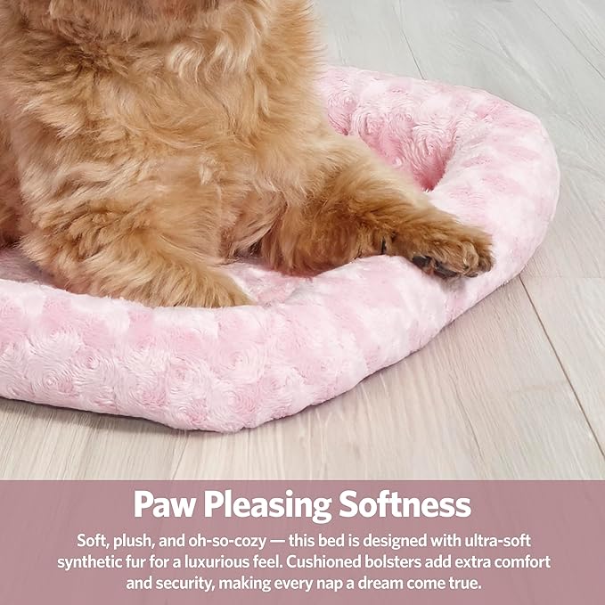 MidWest Homes for Pets QuietTime Fashion Dog Bed – Pink Faux Fur Bolster - Image 4