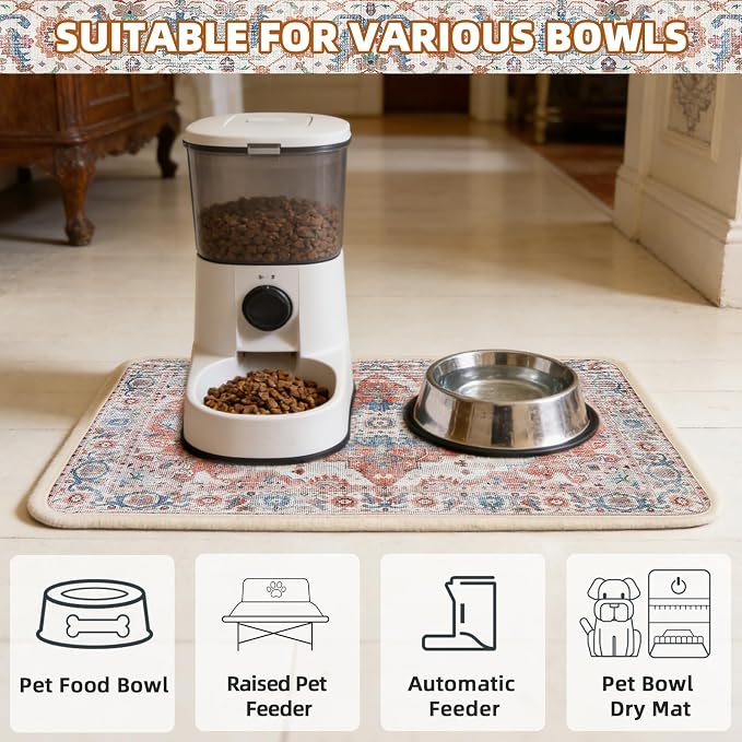 PUPTECK Dog Food Mat, Absorbent Pet Feeding Bowl Mat, Non-Slip Dog Mat - Image 7