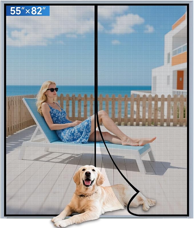 Upgraded PET Mesh Magnetic Screen Door Stronger Than Fiberglass and Polyester by Longeas