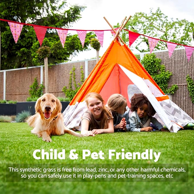 Artificial Grass Rug Outdoor Indoor 11FTX19FT Fake Grass Carpet Green Synthetic - Image 6
