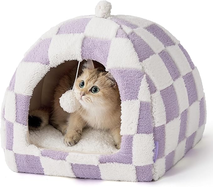 Lesure Cute Cat Beds for Indoor Cats - 2 in 1 Cat Cave Bed for Kittens and by Lesure